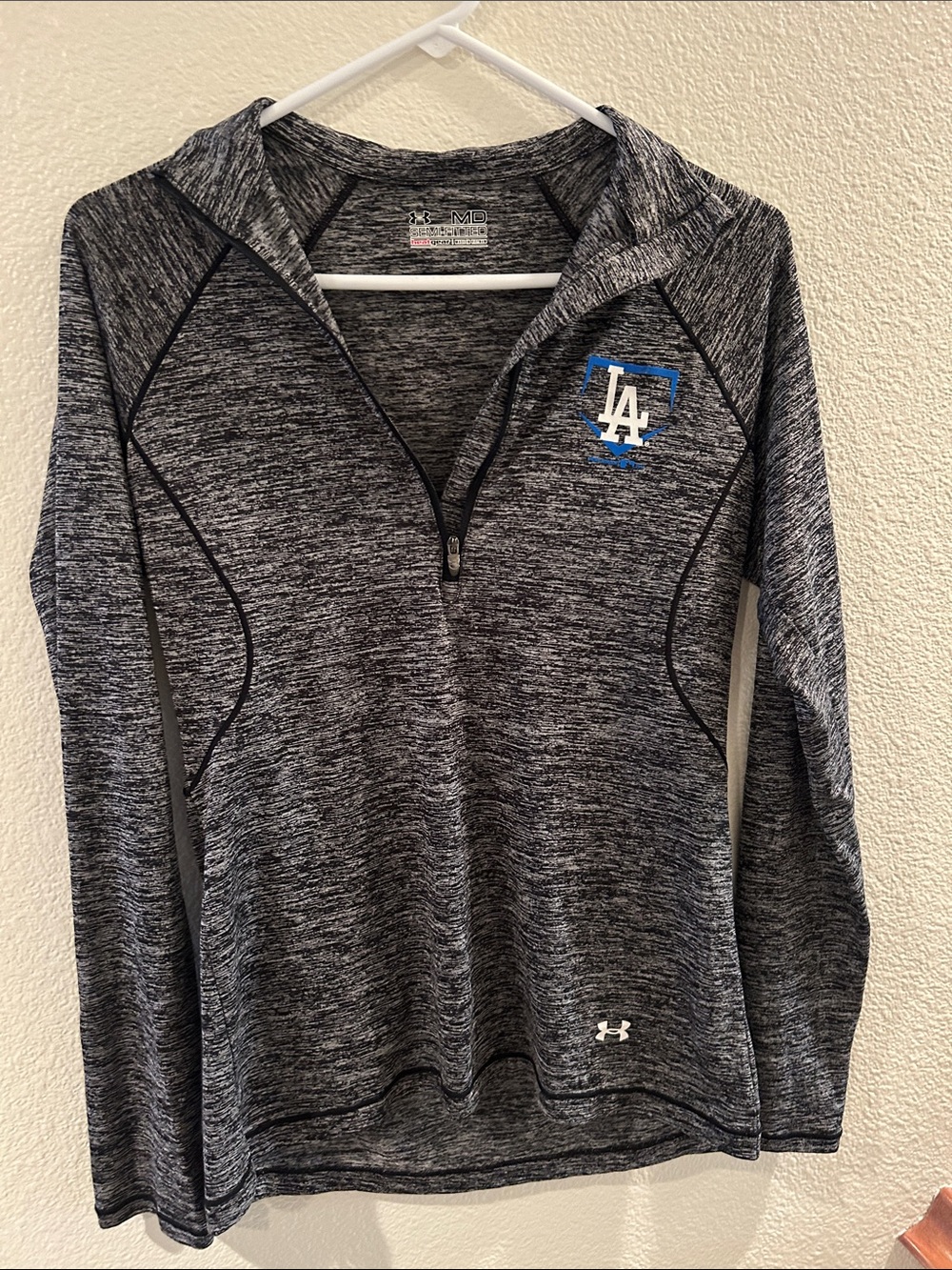 Under Armour Heathered Gray LA Dodgers Half-Zip